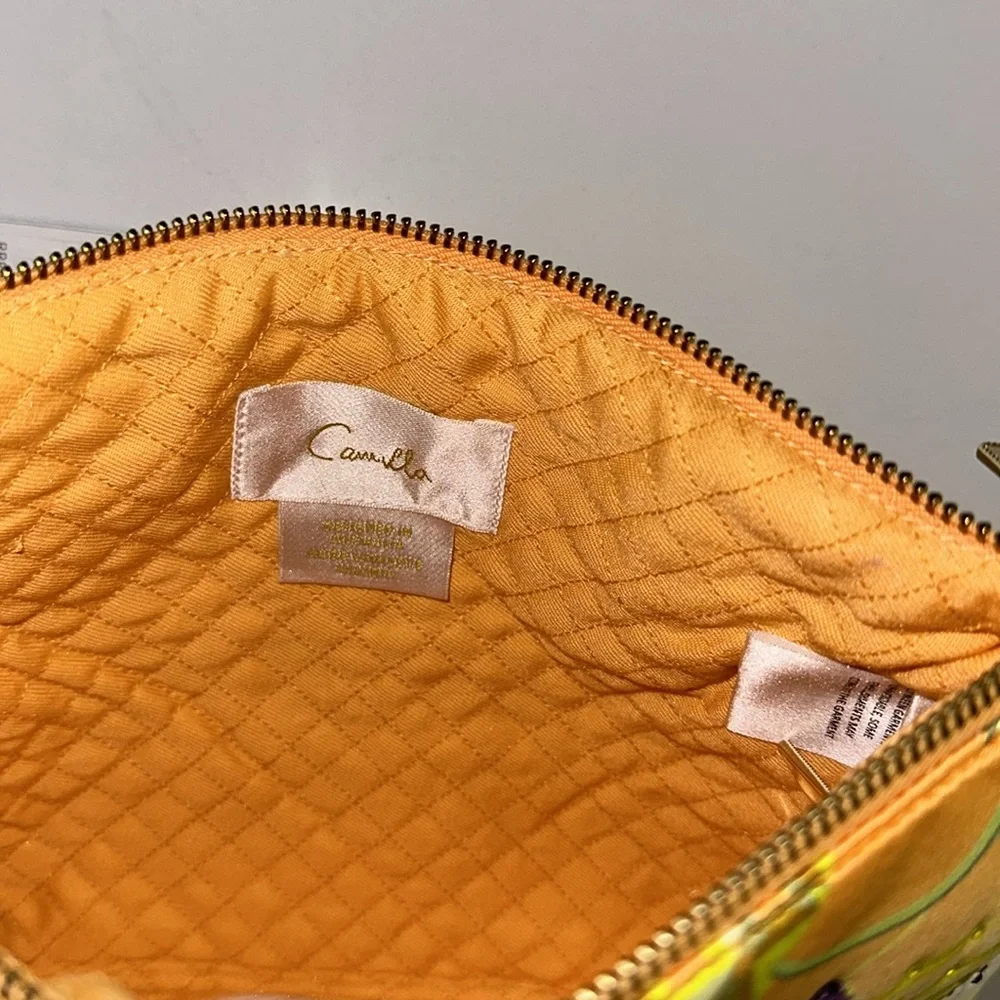 CAMILLA *How Does Your Garden Grow* yellow floral silk scarf clutch bag pouch
